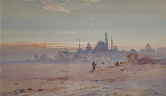 William Knox (1862-1925), watercolour Arabian City at Dusk, signed, 28 x 48cm